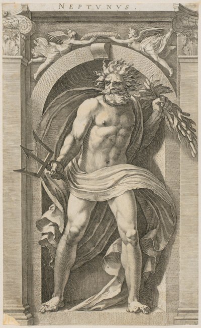 Neptun, blad 2 i serien ”Åtta antika gudar” av Hendrick Goltzius