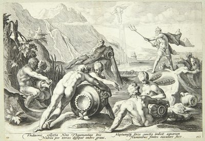 Neptunus planerar mänsklighetens förintelse av Hendrick Goltzius