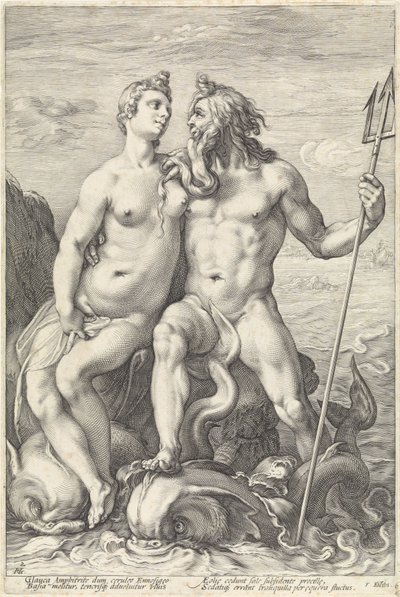 Neptunus och Amfitrit The God Couple (serietitel) av Hendrick Goltzius