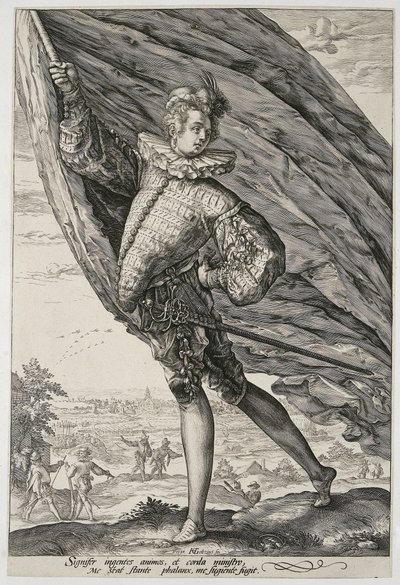Officerare med ”gåsmagar” av Hendrick Goltzius