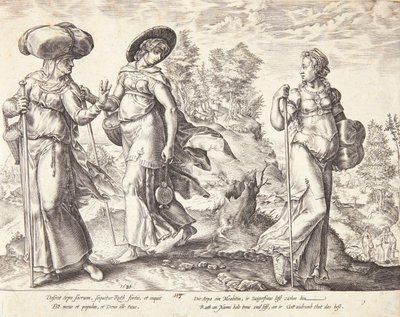 Orpa lämnar Rut och Noomi av Hendrick Goltzius