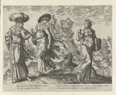 Orpa lämnar Naomi och Rut The History of Ruth (serietitel) av Hendrick Goltzius