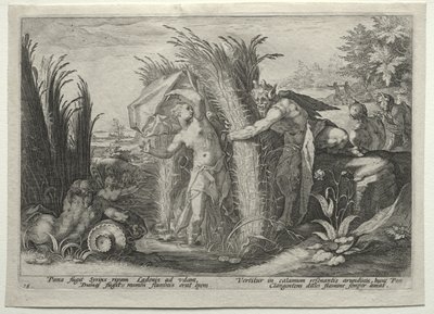 Pan förföljer Syrinx av Hendrick Goltzius