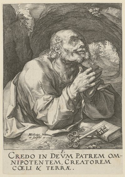 Petrus, blad 1 ur serien "Kristus, de tolv apostlarna och Paulus" av Hendrick Goltzius