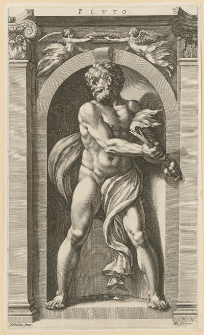 Pluto, blad 3 i serien ”Åtta antika gudar” av Hendrick Goltzius
