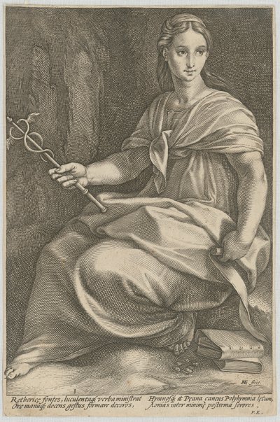 Polyhymnia, blad 8 i serien ”Nio muser” av Hendrick Goltzius