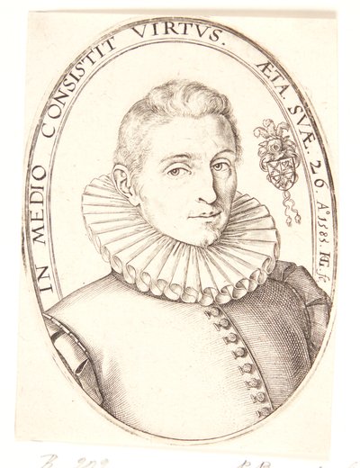 Porträtt av en ung man, vänd åt höger av Hendrick Goltzius