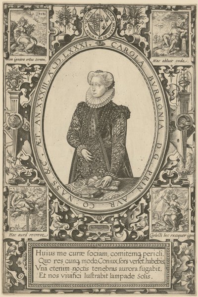 Porträtt av Charlotte de Bourbon av Hendrick Goltzius