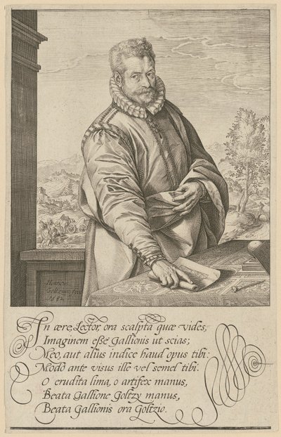 Porträtt av Philips Galle av Hendrick Goltzius