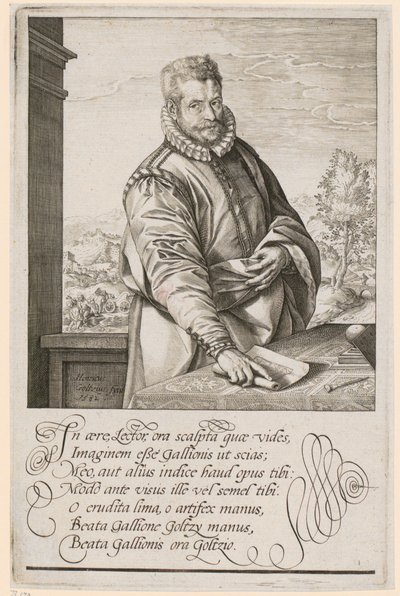 Porträtt av Philips Galle av Hendrick Goltzius