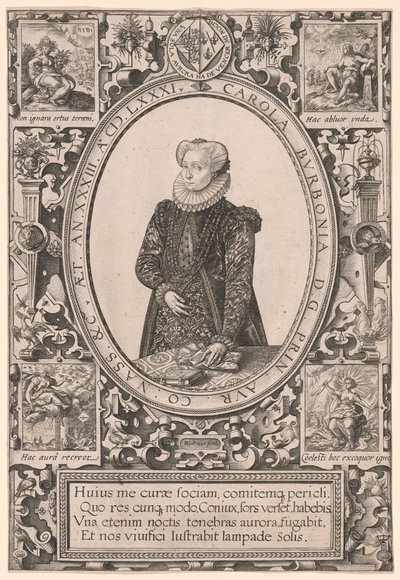 Porträtt av Charlotte de Bourbon av Hendrick Goltzius