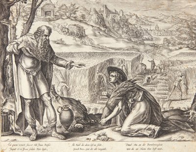 Rut samlar ax på Boas åkrar av Hendrick Goltzius