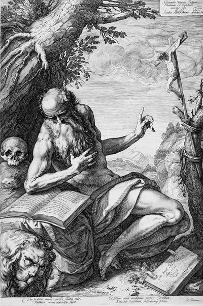 Sankt Hieronymus i öknen av Hendrick Goltzius