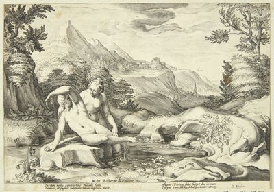 Salmakis och Hermafroditus av Hendrick Goltzius