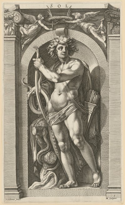 Sol, blad 5 ur serien "Åtta antika gudar" av Hendrick Goltzius