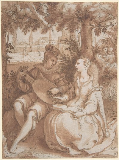 Vår, teckning för gravyr av samma motiv av Hendrick Goltzius