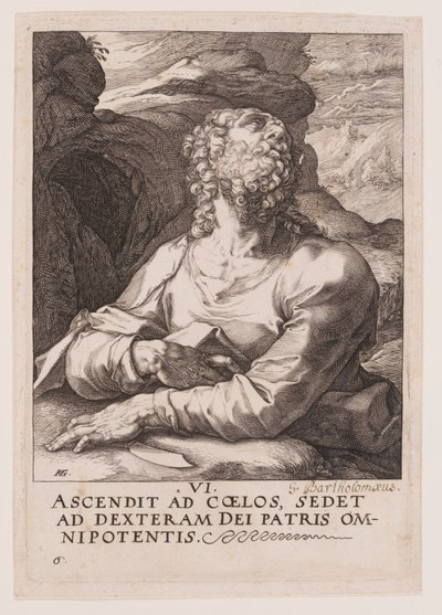 Bartolomeus, från Kristus, apostlarna och Paulus med trosbekännelsen av Hendrick Goltzius