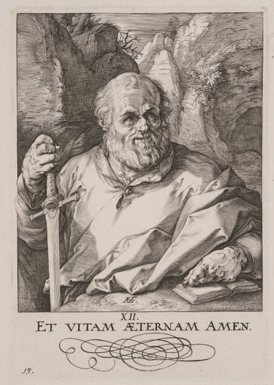 S:t Matthias, från Kristus, apostlarna och S:t Paulus med trosbekännelsen av Hendrick Goltzius