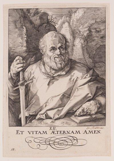 S:t Matthias, från Kristus, apostlarna och S:t Paulus med trosbekännelsen av Hendrick Goltzius