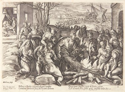 Sankt Paulus biten av huggormen av Hendrick Goltzius