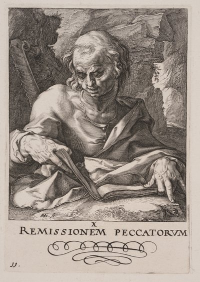 S:t Simon, från Kristus, apostlarna och S:t Paulus med trosbekännelsen av Hendrick Goltzius