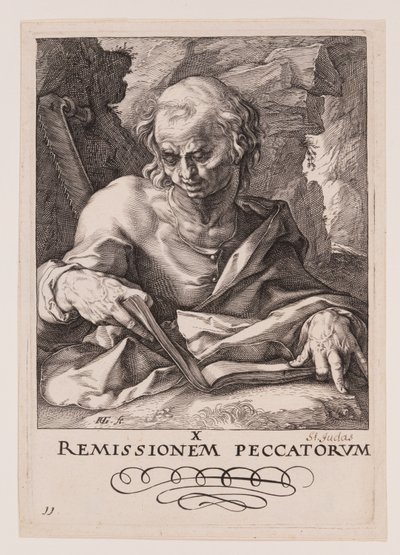 S:t Simon, från Kristus, apostlarna och S:t Paulus med trosbekännelsen av Hendrick Goltzius