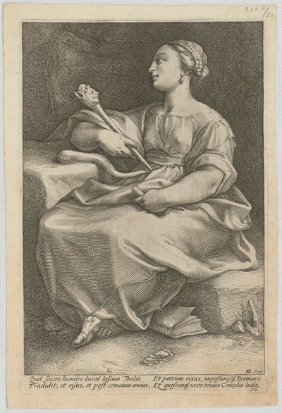 Thalia, blad 2 i serien "Nio muser" av Hendrick Goltzius