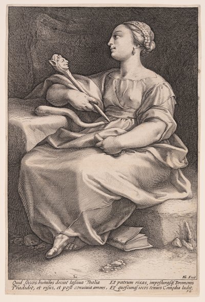 Thalia, komedins musa, från De nio musorna av Hendrick Goltzius
