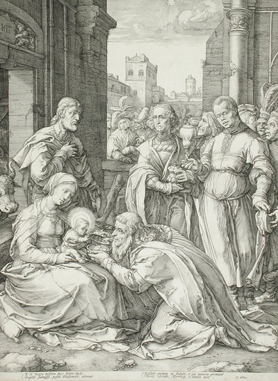 De tre vise männens tillbedjan av Hendrick Goltzius
