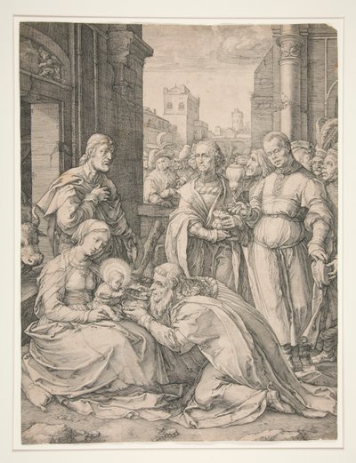 The Adoration of the Magi, från serien The Birth and Early Life of Christ av Hendrick Goltzius
