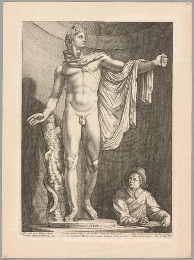 Apollo Belvedere, tallrik 3 från Three Famous Antique Sculptures av Hendrick Goltzius