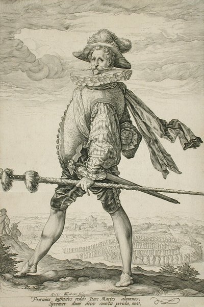 Infanteriets kapten marscherar åt vänster av Hendrick Goltzius
