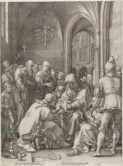 Omskärelsen, tallrik fyra från The Birth and Early Life of Christ av Hendrick Goltzius