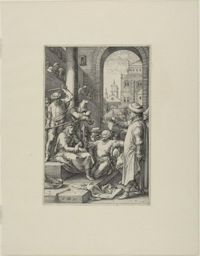The Crowning with Thorns, tallrik sju från The Passion of Christ av Hendrick Goltzius