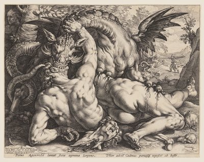 Draken som slukar Cadmus följeslagare av Hendrick Goltzius