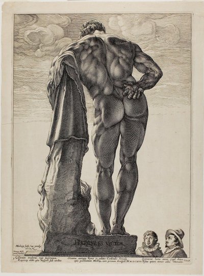 Farnesian Hercules, tallrik en från Three Famous Antique Sculptures av Hendrick Goltzius