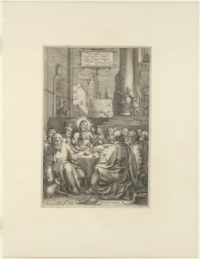Den sista måltiden, tallrik ett från The Passion of Christ av Hendrick Goltzius