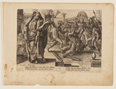 Den helige Matthias martyrdöd, från Kristi och apostlarnas martyrdöd av Hendrick Goltzius