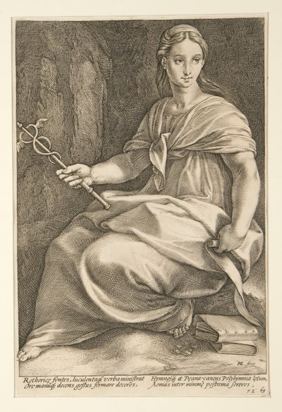 The Nine Muses: Polyhymnia, #8 i en serie om 9 av Hendrick Goltzius