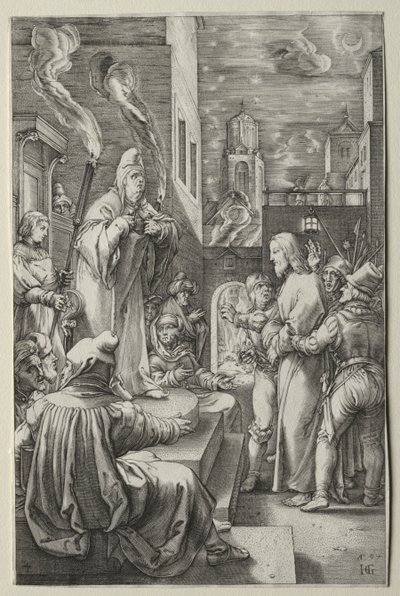 Passionen: Kristus före Kaifas av Hendrick Goltzius