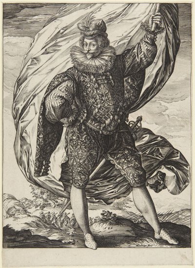 Fanföraren, vänd åt höger av Hendrick Goltzius