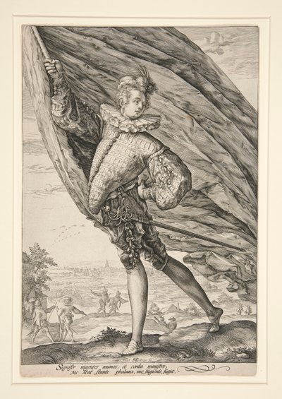 Fanebäraren, svängd åt vänster av Hendrick Goltzius