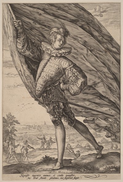 Flagbäraren, vänd åt vänster av Hendrick Goltzius