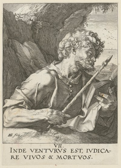 Thomas, blad 8 ur serien "Kristus, de tolv apostlarna och Paulus" av Hendrick Goltzius
