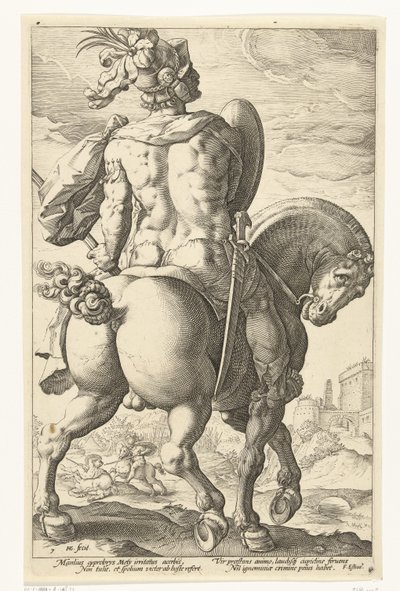 Titus Manlius till häst The Roman Heroes (serietitel) av Hendrick Goltzius