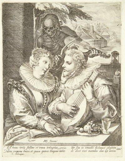 Ungt par besökt av döden av Hendrick Goltzius