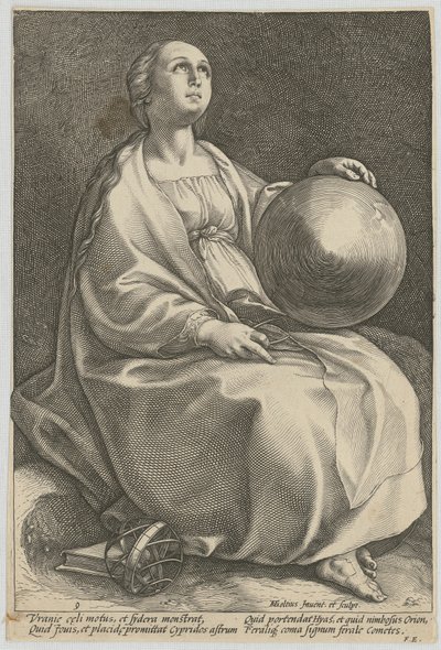Urania, blad 9 i serien ”De nio muserna” av Hendrick Goltzius