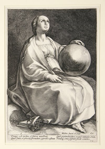Urania, bild 9 ur serien ”De nio muserna” av Hendrick Goltzius
