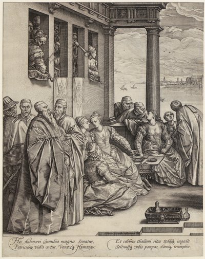 Venedigbröllop [vänstra halvan av sidan] av Hendrick Goltzius