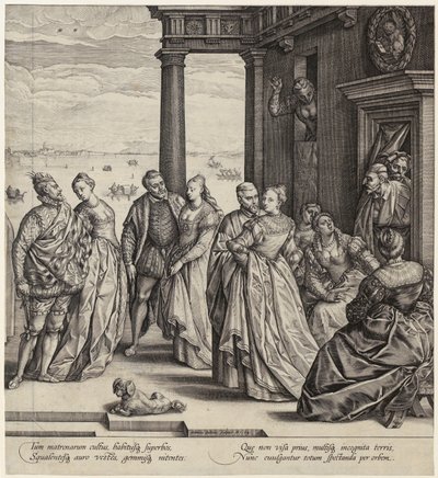 Venetianskt bröllop [bladets högra hälft] av Hendrick Goltzius